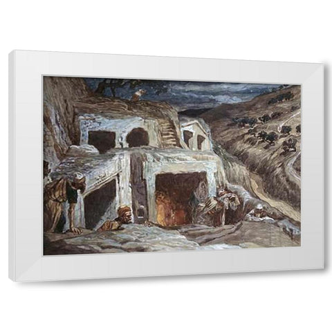 Those That Dwell In The Sepulchers White Modern Wood Framed Art Print by Tissot, James