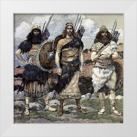 Three of Davids Captains White Modern Wood Framed Art Print by Tissot, James
