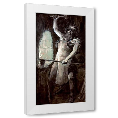 Tubal-Cain White Modern Wood Framed Art Print by Tissot, James