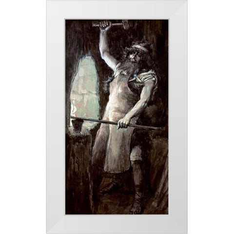Tubal-Cain White Modern Wood Framed Art Print by Tissot, James