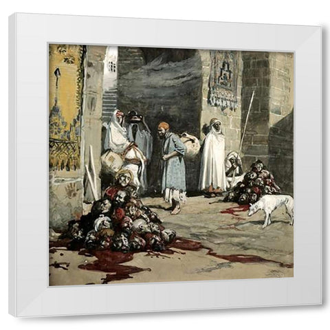 Two Heaps of Skulls at The City Gate White Modern Wood Framed Art Print by Tissot, James