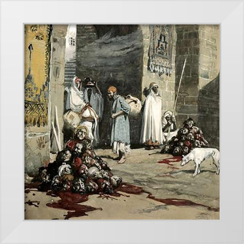 Two Heaps of Skulls at The City Gate White Modern Wood Framed Art Print by Tissot, James