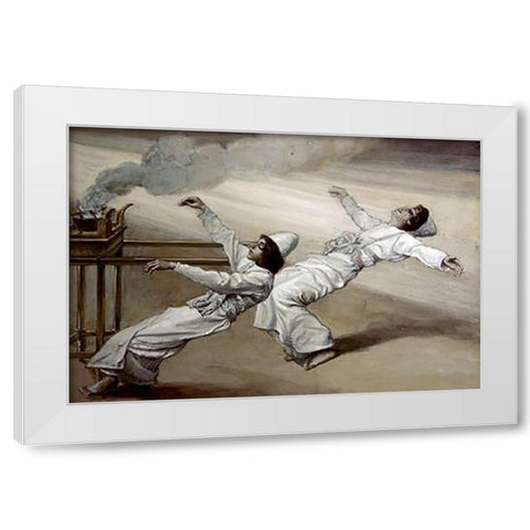 Two Priests Are Destroyed White Modern Wood Framed Art Print by Tissot, James