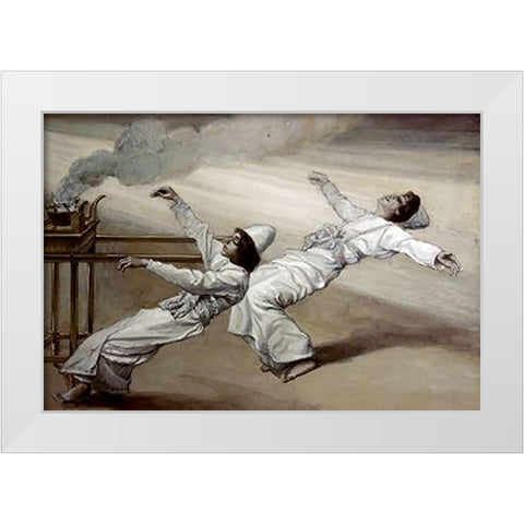 Two Priests Are Destroyed White Modern Wood Framed Art Print by Tissot, James