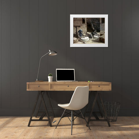 Two Women at The Mill White Modern Wood Framed Art Print by Tissot, James