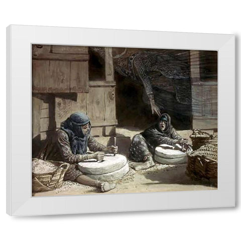Two Women at The Mill White Modern Wood Framed Art Print by Tissot, James