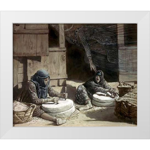 Two Women at The Mill White Modern Wood Framed Art Print by Tissot, James