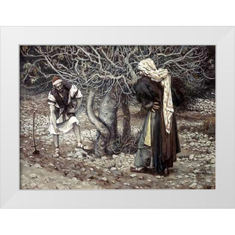 Vine Dresser and The Fig Tree White Modern Wood Framed Art Print by Tissot, James