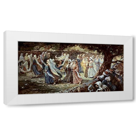 Virgins of Shiloh Surprised White Modern Wood Framed Art Print by Tissot, James
