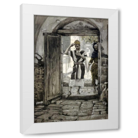 When Ye Come Into a House Salute It White Modern Wood Framed Art Print by Tissot, James Jacques