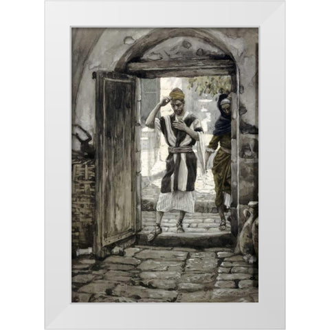When Ye Come Into a House Salute It White Modern Wood Framed Art Print by Tissot, James Jacques
