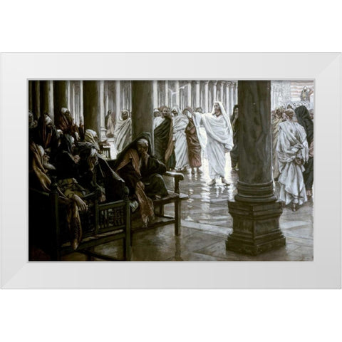 Woe Unto You Scribes and Pharisees White Modern Wood Framed Art Print by Tissot, James Jacques