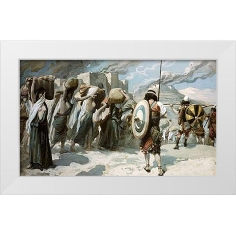 Women of The Midian Led Captive By The Hebrews White Modern Wood Framed Art Print by Tissot, James