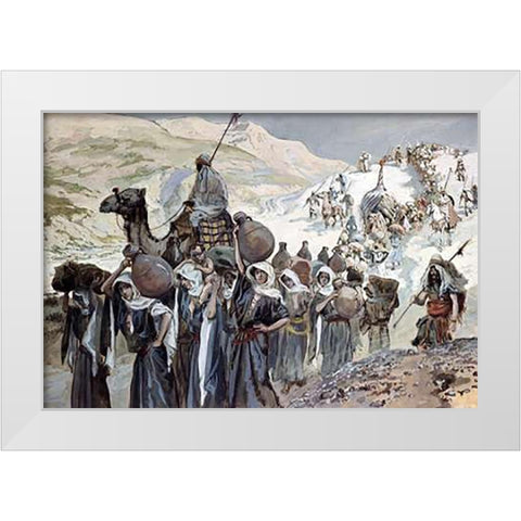 Women of Ziklag Taken Into Captivity White Modern Wood Framed Art Print by Tissot, James