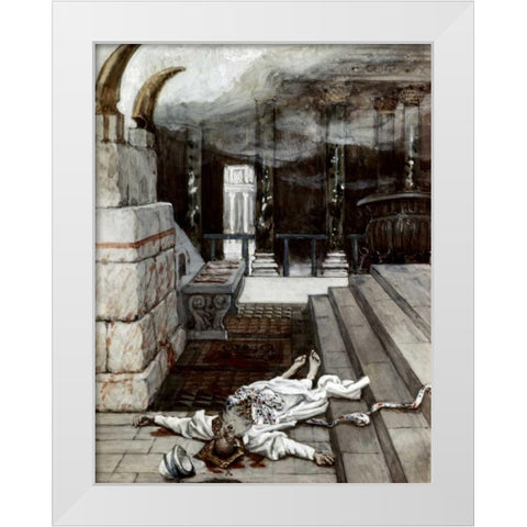 Zacharias Killed Between The Temple and The Altar White Modern Wood Framed Art Print by Tissot, James Jacques