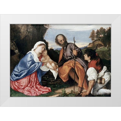 Holy Family White Modern Wood Framed Art Print by Titian