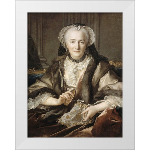 Portrait of Madame Dange White Modern Wood Framed Art Print by Tocque, Louis