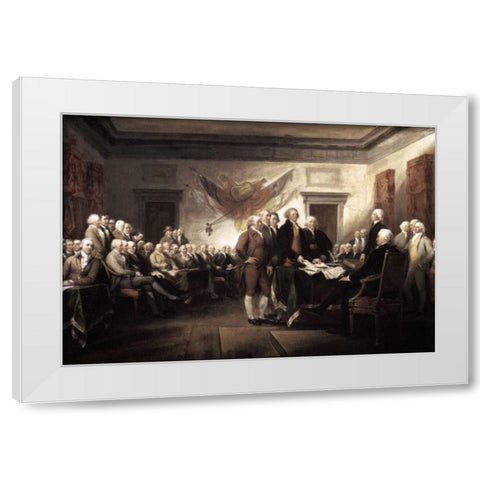 Signing of The Declaration of Independence, 1817-1819 White Modern Wood Framed Art Print by Trumbull, John