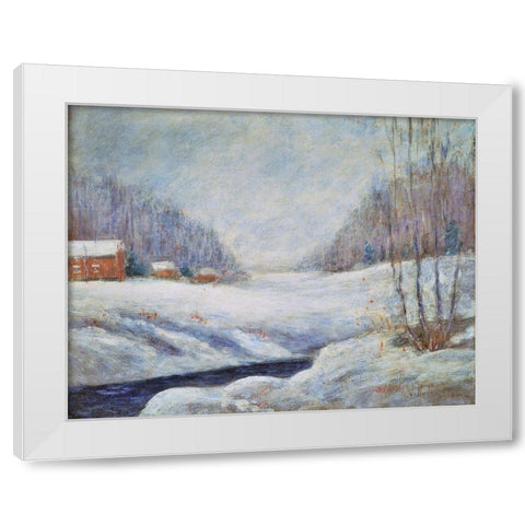Winter Landscape White Modern Wood Framed Art Print by Twachtman, John Henry