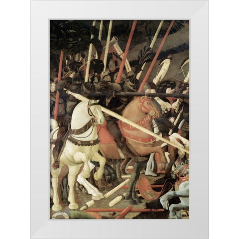 Battle of San Romano (Detail) White Modern Wood Framed Art Print by Uccello, Paolo