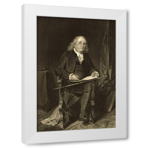 Benjamin Franklin - 1706-1790 White Modern Wood Framed Art Print by Unknown