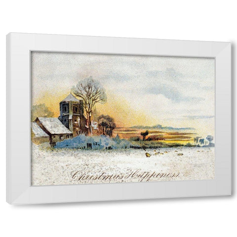 Christmas Happiness White Modern Wood Framed Art Print by Unknown