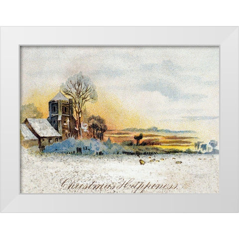 Christmas Happiness White Modern Wood Framed Art Print by Unknown