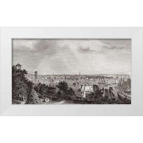 City of New York White Modern Wood Framed Art Print by Unknown