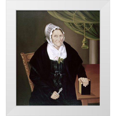 Elderly Quaker Lady White Modern Wood Framed Art Print by Unknown