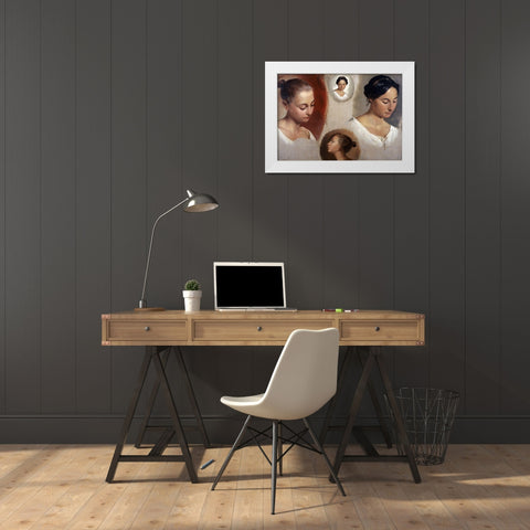 Heads White Modern Wood Framed Art Print by Unknown