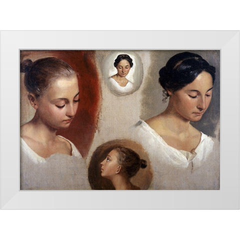 Heads White Modern Wood Framed Art Print by Unknown