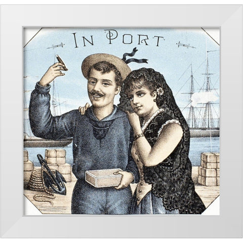 In Port White Modern Wood Framed Art Print by Unknown
