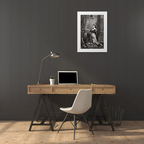 Joan Of Arc At Prayer White Modern Wood Framed Art Print by Unknown