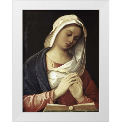 Madonna In Prayer White Modern Wood Framed Art Print by Unknown