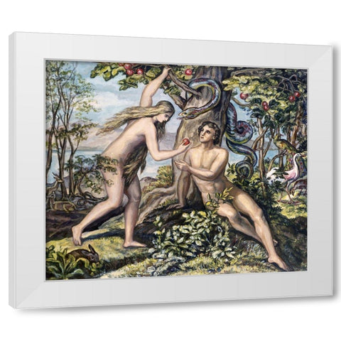 Mans Shameful Fall White Modern Wood Framed Art Print by Von Carolsfeld, Julius Schnorr