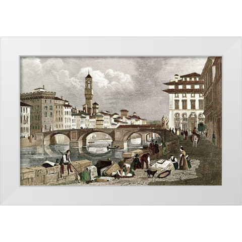 Ponte Santa Trinita White Modern Wood Framed Art Print by Unknown