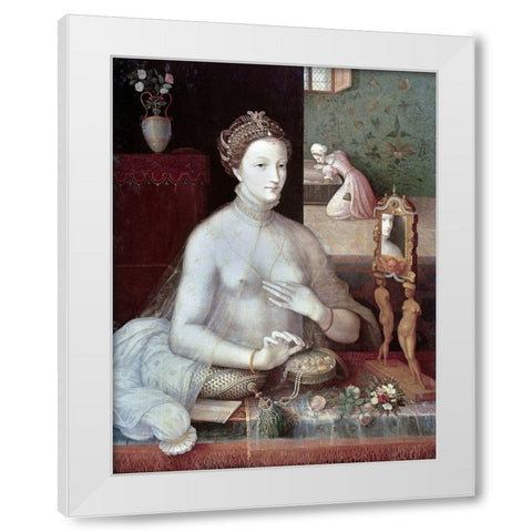 Portrait of a Woman White Modern Wood Framed Art Print by Unknown