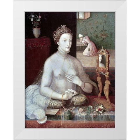 Portrait of a Woman White Modern Wood Framed Art Print by Unknown