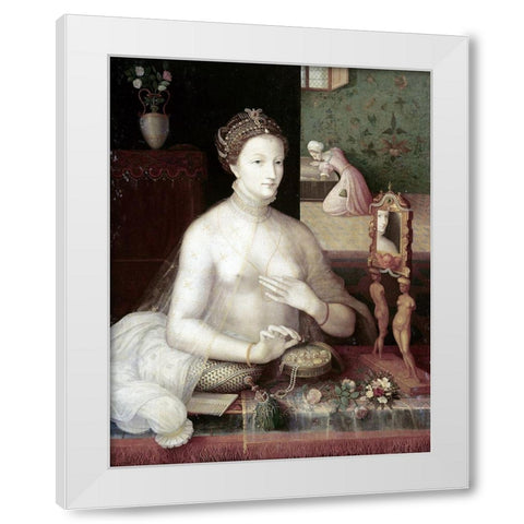 Portrait of a Woman White Modern Wood Framed Art Print by Unknown
