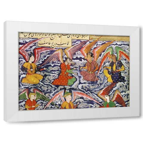 Scene of Conversation Among The Deities White Modern Wood Framed Art Print by Unknown
