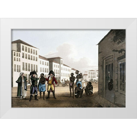 Slave Market White Modern Wood Framed Art Print by Unknown