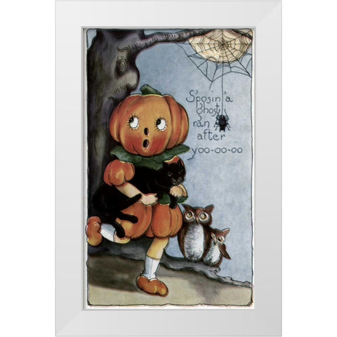 SPosin a Ghost Ran After Yoo-Oo-Oo White Modern Wood Framed Art Print by Unknown