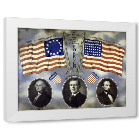Stars and Stripes Forever White Modern Wood Framed Art Print by Unknown