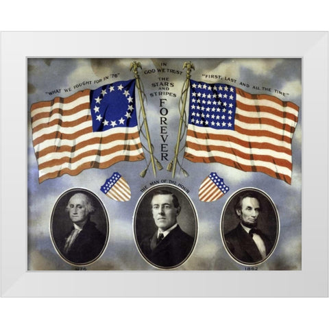 Stars and Stripes Forever White Modern Wood Framed Art Print by Unknown