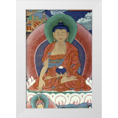Tigers Den - Detail of Buddha White Modern Wood Framed Art Print by Unknown