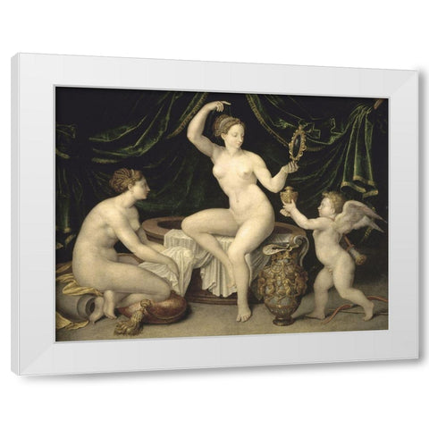 Venus and Cupid White Modern Wood Framed Art Print by Unknown