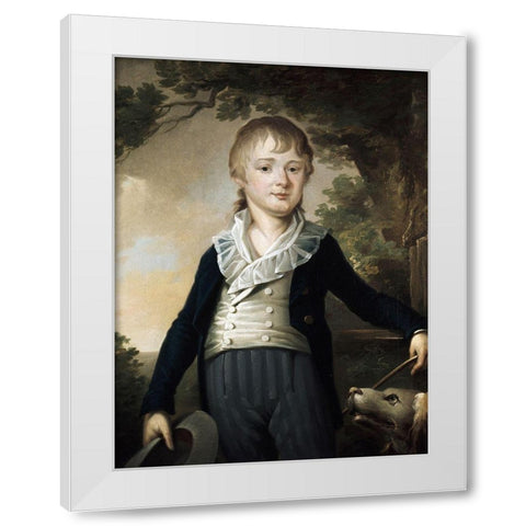 Young Boy White Modern Wood Framed Art Print by Unknown