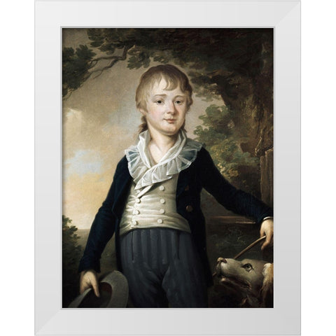 Young Boy White Modern Wood Framed Art Print by Unknown