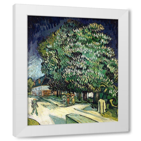 Chestnut Trees in Blossom White Modern Wood Framed Art Print by Van Gogh, Vincent