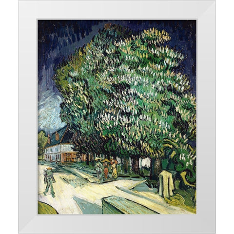 Chestnut Trees in Blossom White Modern Wood Framed Art Print by Van Gogh, Vincent